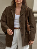Brown Frosted Velvet Retro Collar Loose Velvet Jacket 2025 Autumn And Winter Maillard New Suit Woman 68HZ