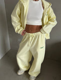 Simple 2025 Autumn New Lazy Hooded Women's Niche Coat Straight Trousers Two Sets 68HZ
