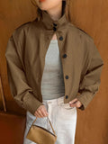 Licin Collar Temperament Simple Single-Dbutton Jacket Jacket 2025 Autumn Fashion New Trench Coat 68HZ