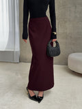 Design Feeling Solid Color Royal Sister Style Slim Thin Open Skirt Half Dress Women Fashion One Dress 68HZ