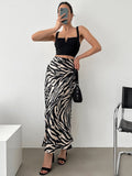 High Waist Slim Slim Zebra A Swing Skirt Mid-Dress 2025 Autumn And Winter Fashion New Women's Dress Dress 68HZ