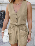 Kash Cotton Sleeveless Vest Vest Vest Hot Pants Set 2025 Summer Fashion Two-Set 68HZ