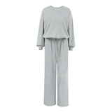 Autumn Fashion High-End Gray Knitting Without Velvet Loose Long Sleeve Trousers Casual Sportswear Set 68HZ
