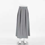 Autumn High-End Gray Commute Wearing Leisure High Waist Repair 100 Folds A Swing Skirt Fashion Skirt 68HZ