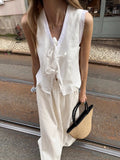 Light Apricot Pure Cotton Side With Sleeveless Vest 2025 Spring And Summer Fashion New Top Lady 68HZ