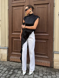 Summer Color Clove High Sense Loose High-Neck Sleeveless Fashion Design Asymmetric Dress Casual Dress Dress Woman 68HZ