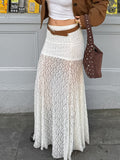 2025 Temperament Micro-Permeable Lace Loose Fashion Commuting And Ankle Skirt Summer Burst Apricot Skirt 68HZ