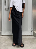 Spring 2025 Women's Imitation Acetate-Colored Black Dress Women's French Commuting Faesce Color Skirt 68HZ