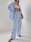 Spring New Purple Cotton Loose Long-Sleeved Trousers Set 2025 Fashion Commute Two Sets Of Women 68HZ