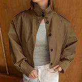 Licin Collar Temperament Simple Single-Dbutton Jacket Jacket 2025 Autumn Fashion New Trench Coat 68HZ