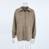 2025 Spring And Summer Retro Style Knitted Velvet Loose Collar Shirt Sleeves Niche Shirt Lady 68HZ