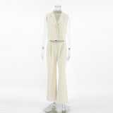 Summer Fashion Casual Set Cotton And Cotton Pure Color Loose Sexy Sleeveless Trousers Simple Two-Set Women 68HZ