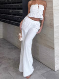 White Cotton Tecta Boobs Wide-Footed Sleeves With Sleeves 2025 Spring And Summer Fashion 68HZ