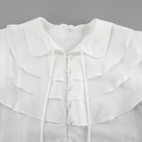 French Lotus Leaf Side Sky Silk Horn Horn Sleeve Lotus Leaf Shirt 2025 Spring And Summer Fashion New Top 68HZ