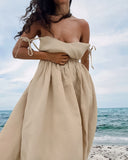 French Kaqi Cotton Canperable Sling High-Waisted Dress 2025 New Holiday Dress 68HZ