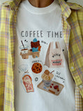 Small Design Cute Print Collar Front Shoulder Short-Sleeved T-Shirt Women Summer 2025 New White Top Girl 68HZ