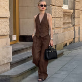 New Pure Cotton Comfortable Vest Trouser Trousers Commuting Set Spring And Summer Fashion Temperament Two-Set Women 68HZ