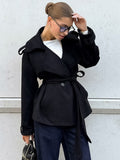 Autumn And Winter French Gentle Style Elegant Tying With Bows And Wind Jackets Commuting Thin Leather Coat 68HZ