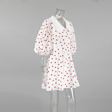 Spring And Summer New Cotton Foam Sleeve High-Waist Love Print Dress 2025 Fashion Short Dress 68HZ