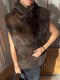 Autumn And Winter Fashion Imitation Fur Vest Female New Temperament Commuting With Plush Sleeveless High-Neck Vest 68HZ