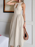 Summer Fashion New Karma Round-Neck Cotton Waist Dress 2025 Mid-Long Dress 68HZ