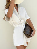 White Cotton Yarn French Light Luxury Jumpsuit 2025 New Autumn Fashion Women's Shorts 68HZ