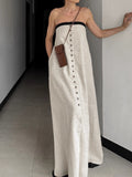 Colling-Coled Sling Dress Women Cotton Tampering Autumn 2025 High-End Feeling Without Shoulder Strap Bra Dress 68HZ