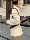 Autumn Niche Does Not Hit The Waist V Collar Long-Sleeved Blazer Women's Trend Fashion Apricot Casual Open Shirt 68HZ