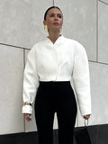 New 2025 Autumn Fashion Temperament Simple V-Neck Cutter Long-Sleeved Short Coat Woman 68HZ