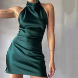 2025 Summer Hanging Neck Skirts Sexy Sleeveless Temperament Fashion Shirts Women's Dress 68HZ