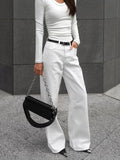 High Street White Straight Tube Drag Floor Leisure Trousers 2025 Autumn And Winter Fashion New Trousers 68HZ