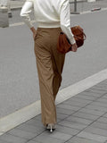 Autumn Languid Suit Version Of Loose Feeling Wearing Ice Silk High Waist Thin Leg Pants Women Pressured Folding Casual Pants 68HZ
