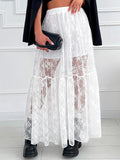 Sexy Perspective Lace A Commuting Style Dress 2025 Spring And Summer Fashion New Long Dress 68HZ