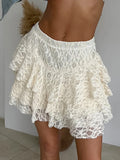 Fashion Commuting Comfortable And Lace Cake Skirt Summer Short Simple Solid Lady Half Body Skirt 68HZ