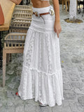 New White Lace Fashion Leisure Vacation A-Word Half-Body Skirt Spring And Summer Simple Lazy Women's Clothing 68HZ