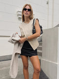 Autumn 2025 New High-End French Champagne Round Neck Irregular Opening Suit Vest Vest Woman 68HZ