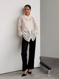 2025 New Lace Hollow Shirt Commuting Women Design Fashion Long-Sleeved Shirt Woman 68HZ