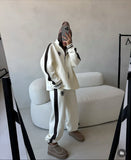 2025 Autumn And Winter New Collared Colliding Set Of Women's Fashion Half-Zip Jacket + Straight Trousers Two Sets 68HZ