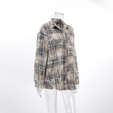 Spring 2025 New Pure Cotton In The Long Design Plaid Long Sleeve Shirt Fashion Shirt Women's Clothing 68HZ