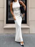 French White Body Repair Bag With A Forked Knitted Dress In The 2025 Spring And Summer New Long Dress Woman 68HZ