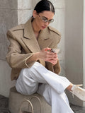 Autumn And Winter Pure Color Hair Suit Women's High-Grade Temperament Fashion Big Collar Casual Style Short Coat 68HZ