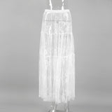 Black Sexy Perspective Lace High Waist Commuting Half-Sleek Dress 2025 New Fashioned Long Dress Woman 68HZ
