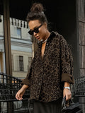 Vintage Leopard-Print English Style Collar Long-Sleeved Casual Coat 2025 Autumn Fashion New Women 68HZ