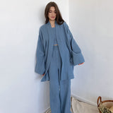 2025 French Loose Double-Layered Gauze Shirt Trousers Two Sets Of Women's Cotton Casual Fashion Suit Women 68HZ