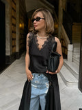 Summer Sexy Design Lace V Tie With Black Mystery Dress With Open Fork Dress Women's Dress 68HZ