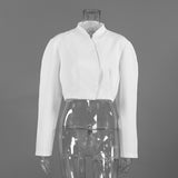 New 2025 Autumn Fashion Temperament Simple V-Neck Cutter Long-Sleeved Short Coat Woman 68HZ