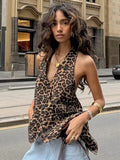 Summer New Leopard V-Neck Hanging Neck Sleeveless Hottie Vest 2025 Fashion Women's Top 68HZ