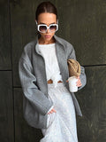 Grey Hair Coat Temperament Collar 2025 New Autumn And Winter High Sense Commuting Clothes Women 68HZ