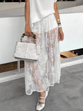 Sexy Lace Perspective White Jiti Flower Dress 2025 Early Spring New Dress 68HZ
