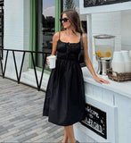 Summer Leisure Design Sense Collar Bow Tie With Chest-Swab Dress Temperament Commuting Short Dress Woman 68HZ